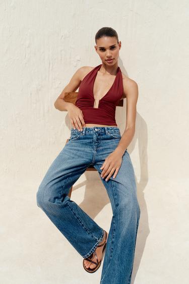 TOP HALTER DRAPÉ - Bordeaux de Zara - Image 4