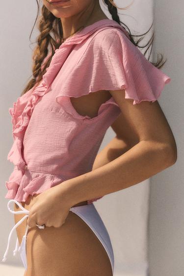 CROSSOVER RUFFLE TOP - Pink by Zara - Image 1