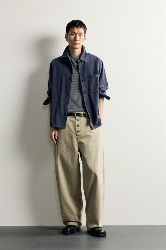 WASHED STRIPED SHIRT - Blue by Zara - Image 0
