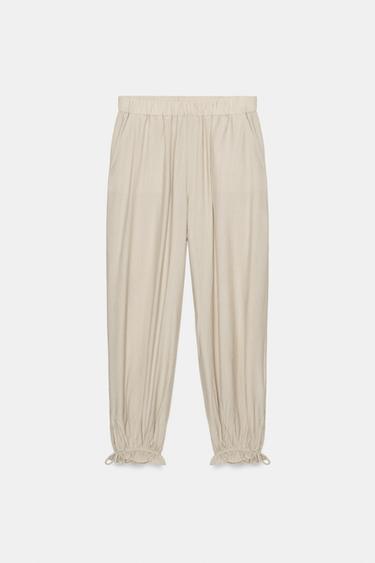TEXTURED SAROUEL TROUSERS - Ecru by Zara