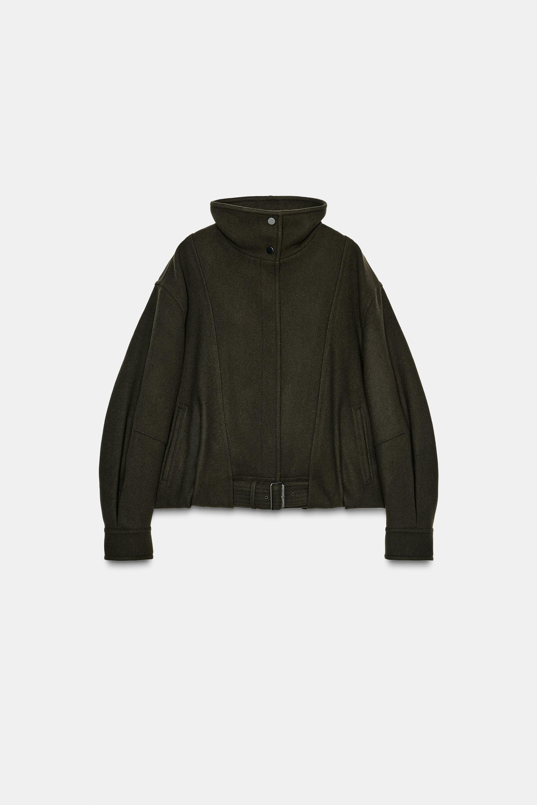 ZW COLLECTION MINIMAL WOOL BOMBER JACKET - Khaki | ZARA