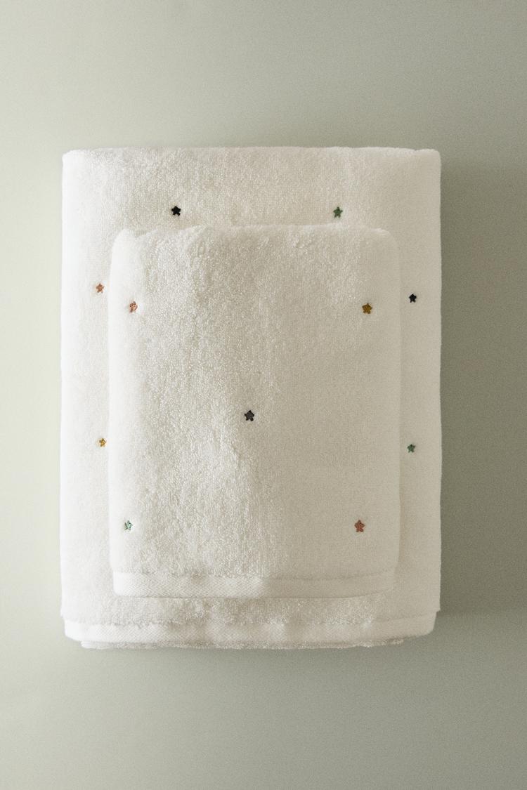 KIDS' STAR BATH TOWEL — Oyster-white