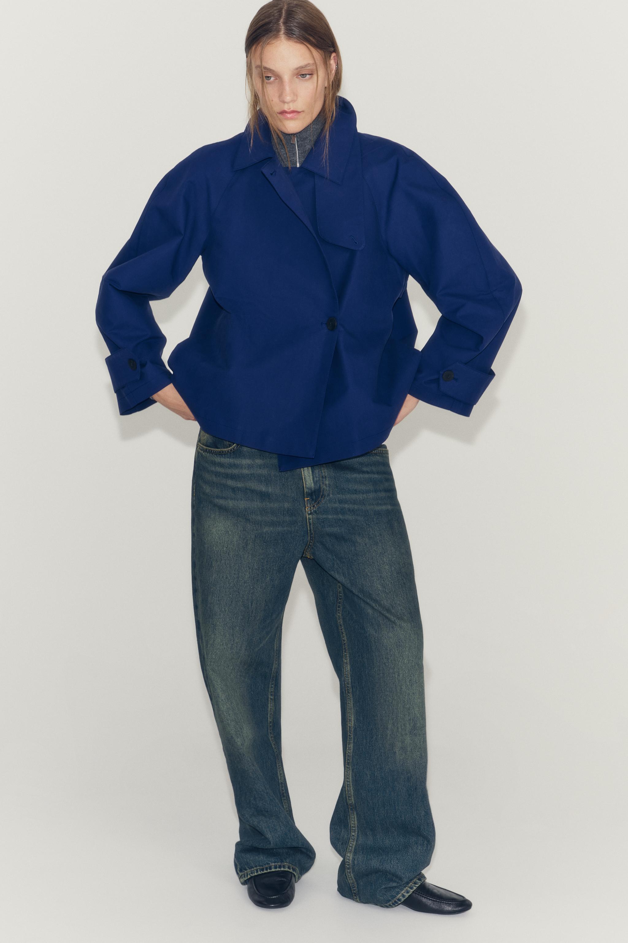 ZW COLLECTION SHORT TRENCH COAT — Bluish