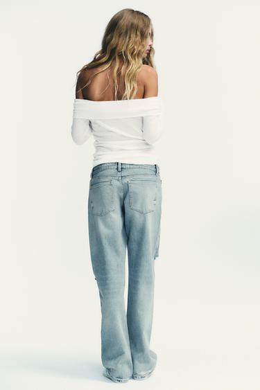 GATHERED BANDEAU T-SHIRT - Oyster-white by Zara - Image 3