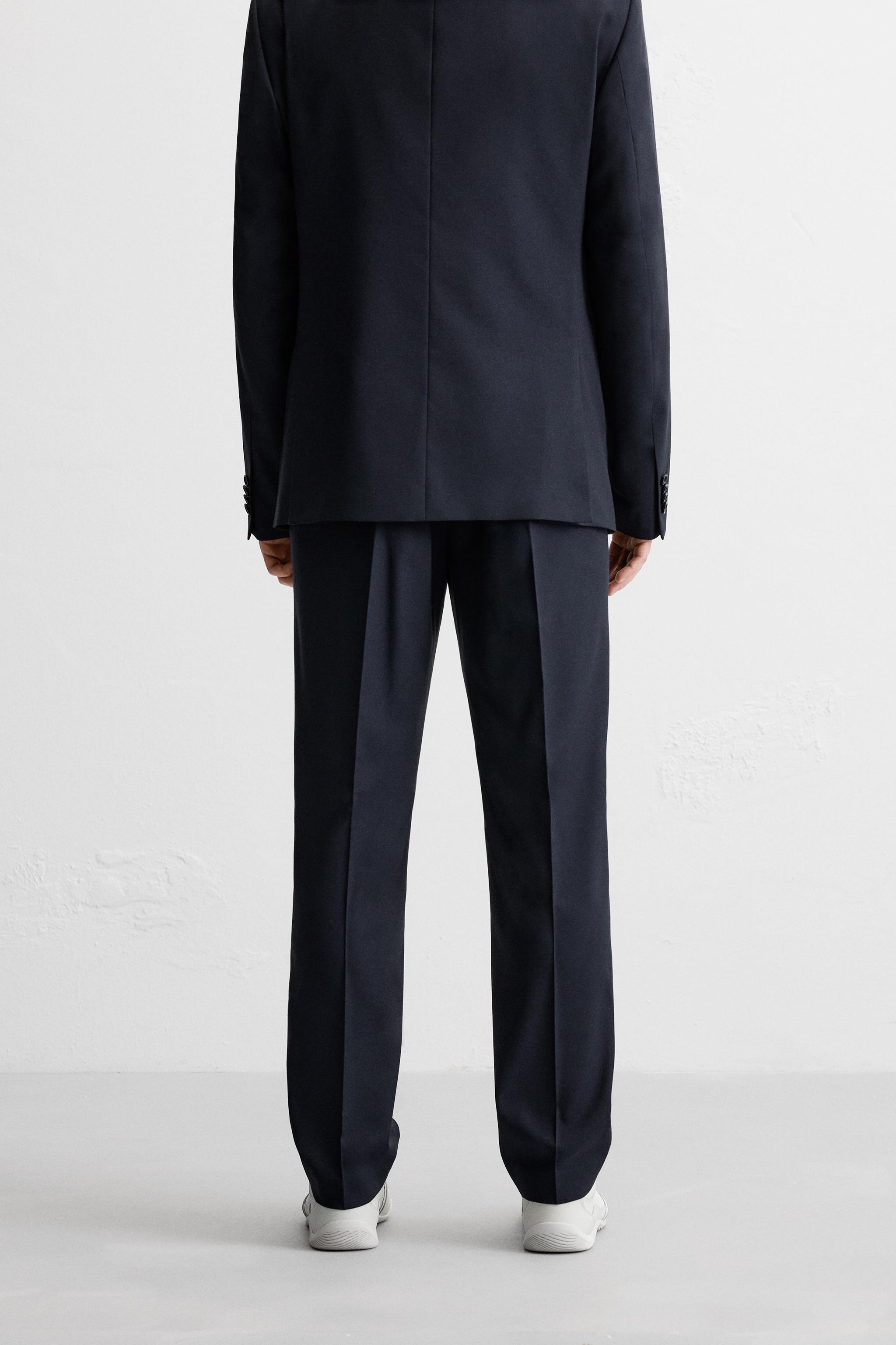 ZARA テクスチャー スーツ ブレザー + スラックス パンツ ブラック黒M スリムフィットスーツブレザー - ブラック | ZARA Japan / 日本