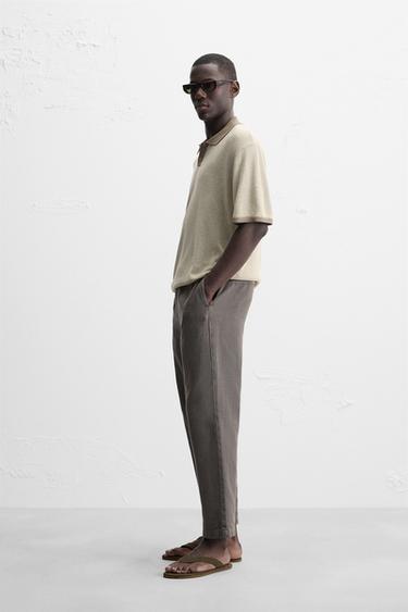POLO EN MAILLE AVEC CONTRASTE - Beige de Zara - Image 3