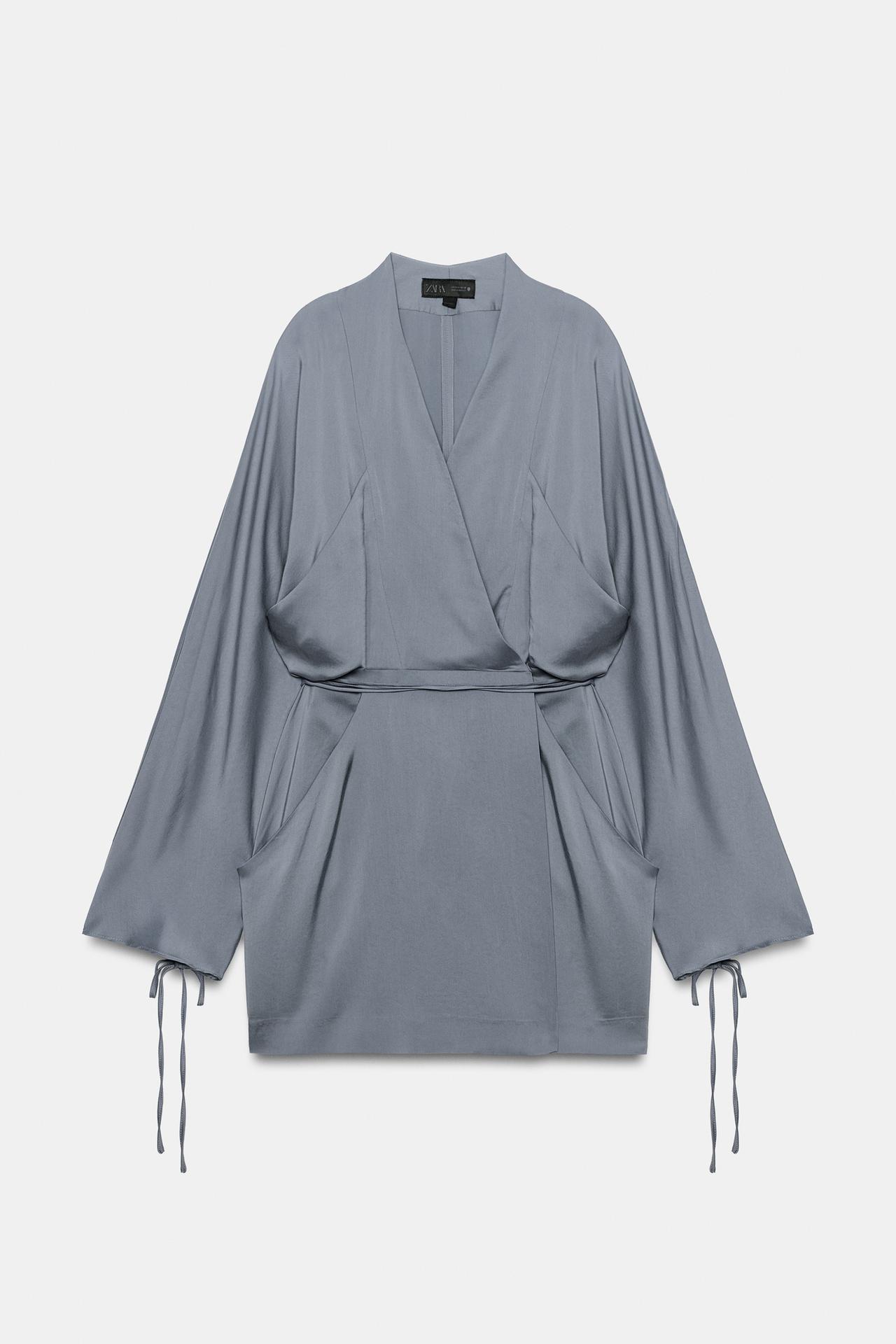 ZW COLLECTION SHORT WRAP DRESS — Blue / Gray