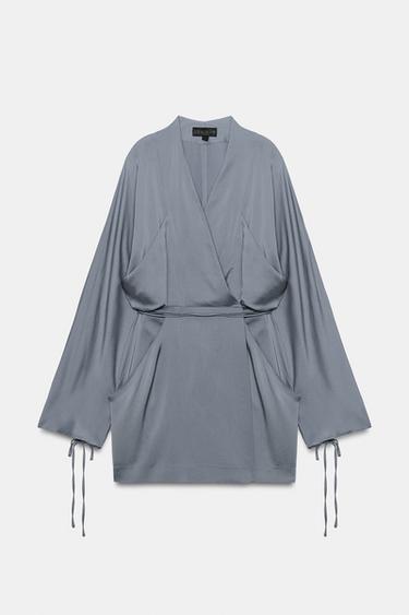 ROBE COURTE PORTEFEUILLE ZW COLLECTION - Bleu / Gris de Zara - Image 1
