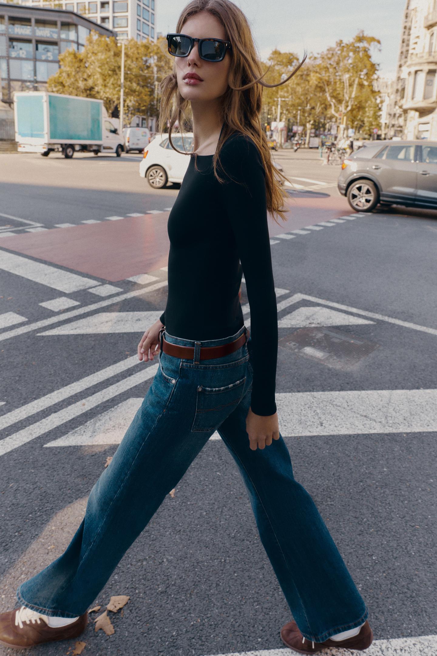 Женская футболка Zara Rib Long Sleeve, цвет: Чёрный — фото 4
