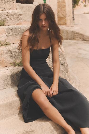 FLOWING HALTERNECK MIDI DRESS - Black by Zara