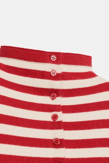 GILET EN MAILLE À RAYURES - Rayure rouge de Zara - Image 8