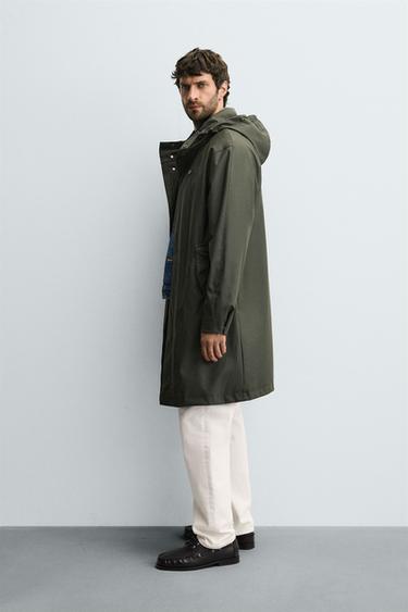 RUBBERISED HOODIE PARKA - Dark khaki by Zara - Image 3