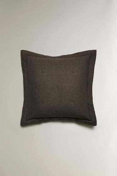COTTON AND CASHMERE CUSHION COVER - Dark grey by Zara