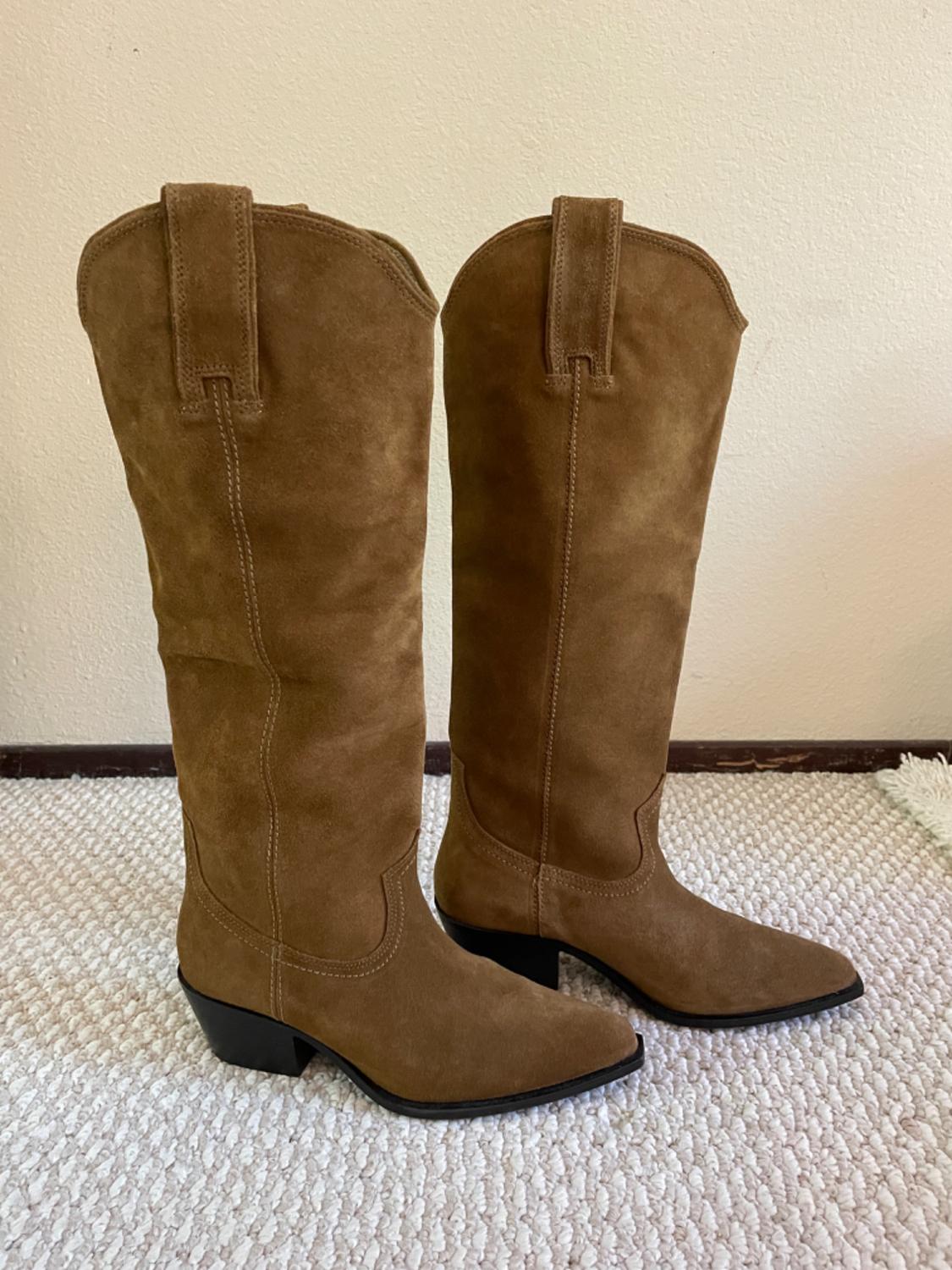 KNEE HIGH SPLIT LEATHER COWBOY BOOTS - Image 5