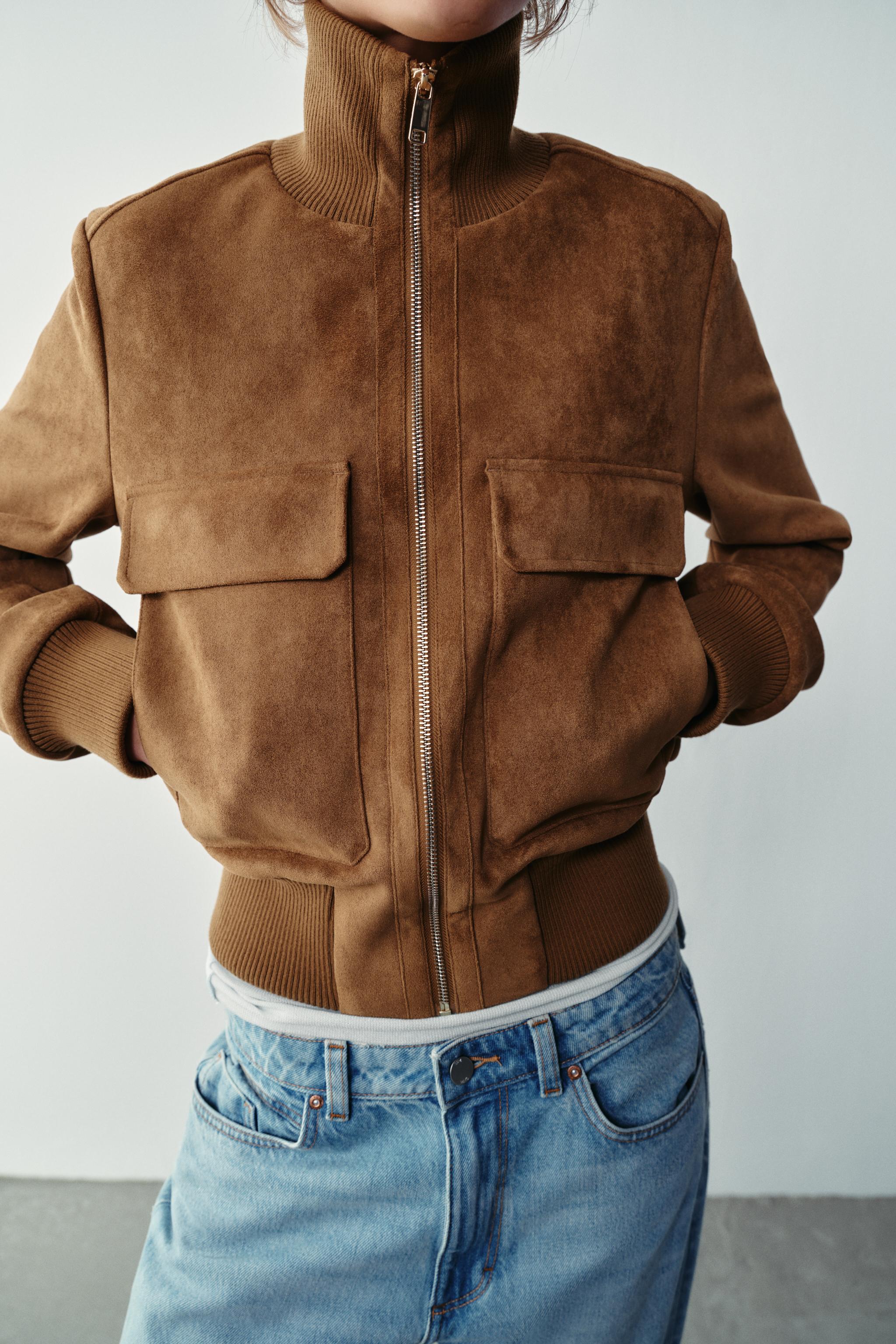 SUEDE-EFFECT BOMBER JACKET