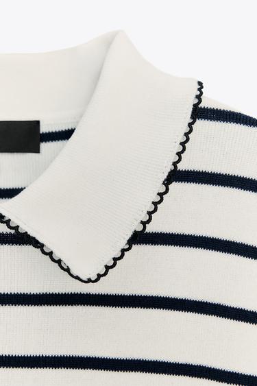 KNIT TOP WITH PIPING - striped by Zara - Image 7