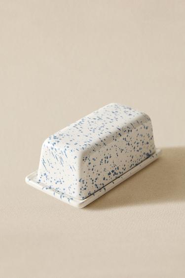 SPECKLED STONEWARE BUTTER DISH - Blue by Zara - Image 5