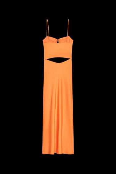 CUT-OUT SATIN MIDI DRESS - Orange by Zara
