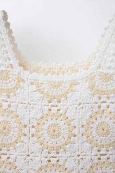 CROCHET KNIT TOP - Ecru by Zara - Image 2