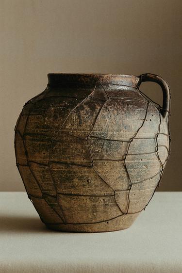 VASE TERRE CUITE GRILLAGÉ - Kaki de Zara - Image 7