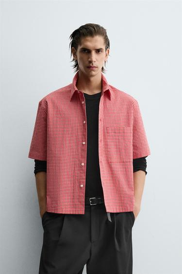 CHECKED RELAXED FIT SHIRT - Red by Zara
