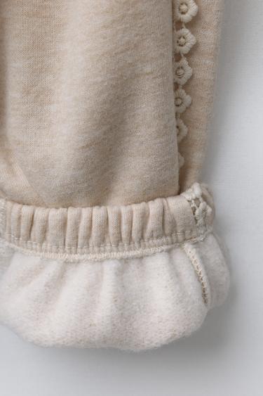 FLORAL LACE JOGGER TROUSERS - Sand / Marl by Zara - Image 3