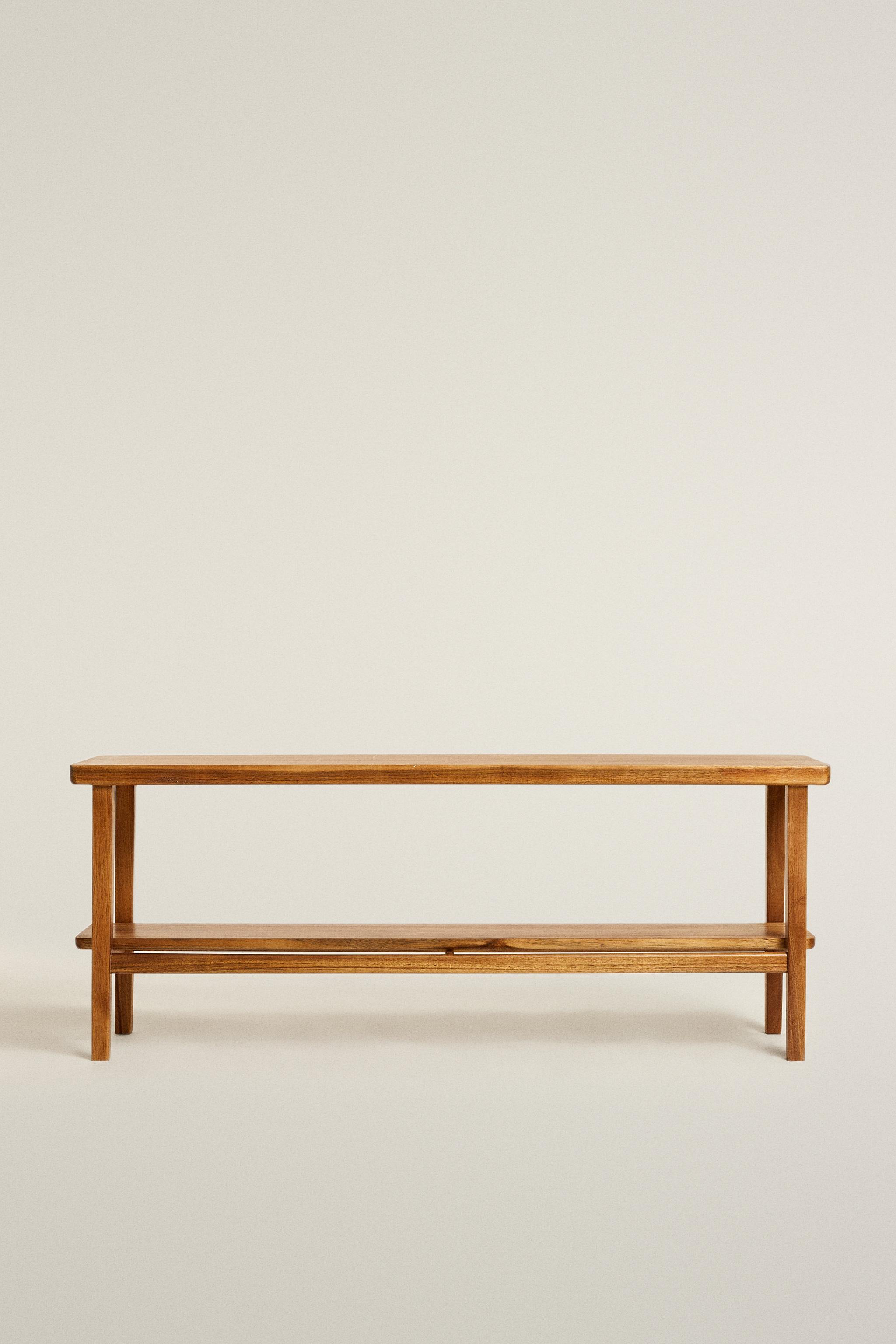 ZARA  テクスチャーベンチ　ダークウッド ACACIA WOOD DOUBLE BENCH - Brown | ZARA United States