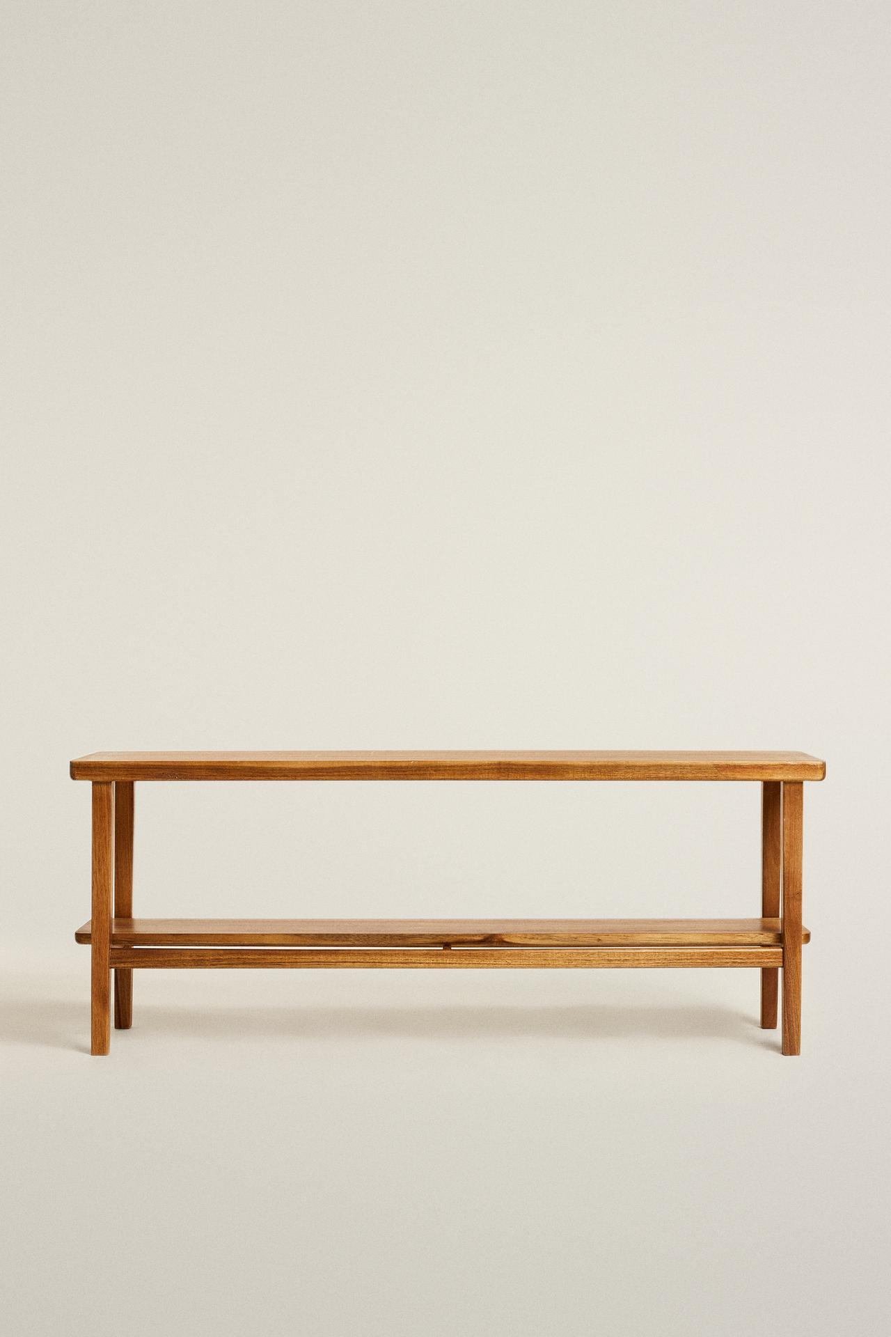 ACACIA WOOD DOUBLE BENCH — Brown