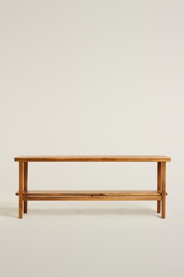 ACACIA WOOD DOUBLE BENCH — Brown 2