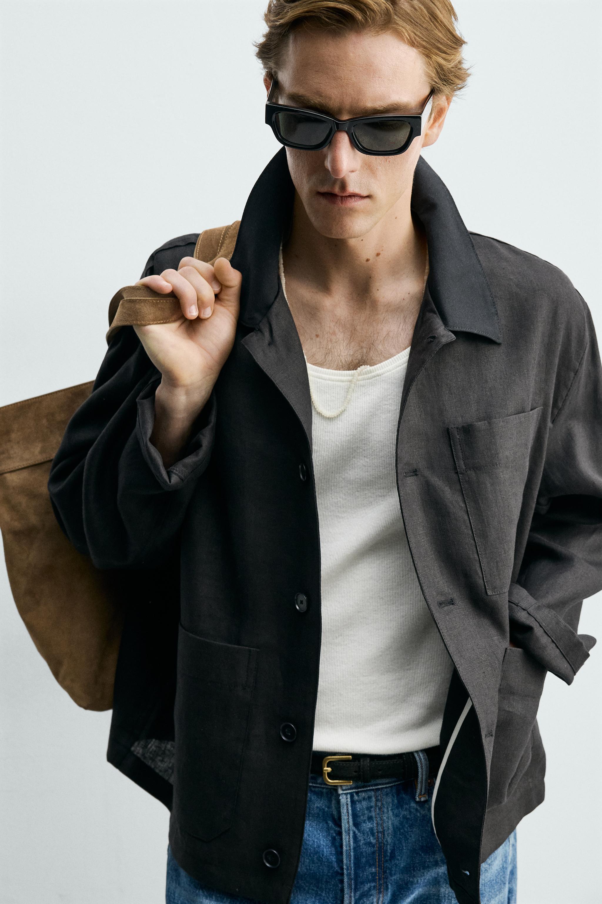 RELAXED FIT LINEN BLEND COTTON OVERSHIRT
