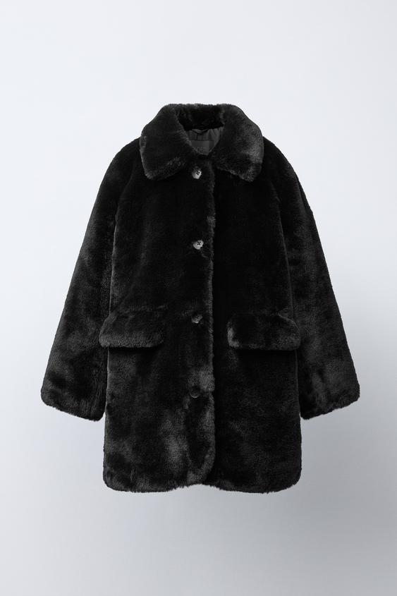 MANTEAU LONG EFFET FOURRURE Noir ZARA Canada manteau-long-effet-fourrure-noir-zara-canada