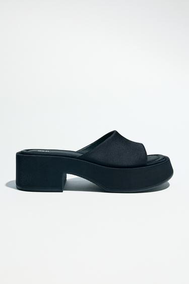 SANDALIA SATINADA CHUNKY - Negro de Zara