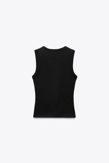 RIBBED TOP - Black by Zara - Image 1