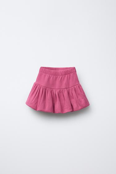Zara BALLOON PIQUÉ KNIT SKIRT - Raspberry