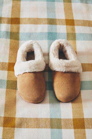 COSY LEATHER SLIPPERS - Brown by Zara - Image 0