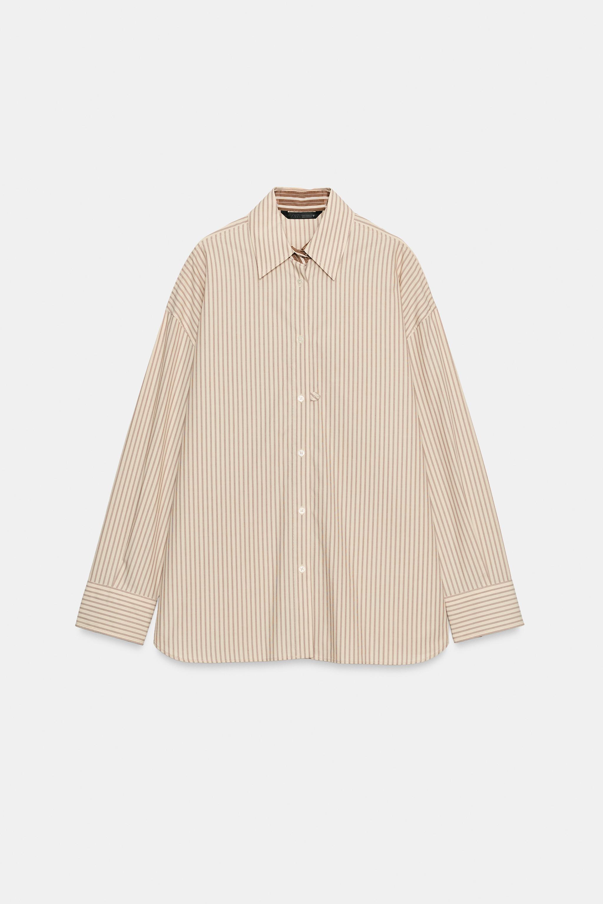 Zara ÇİZGİLİ OVERSIZE POPLİN GÖMLEK görsel 6
