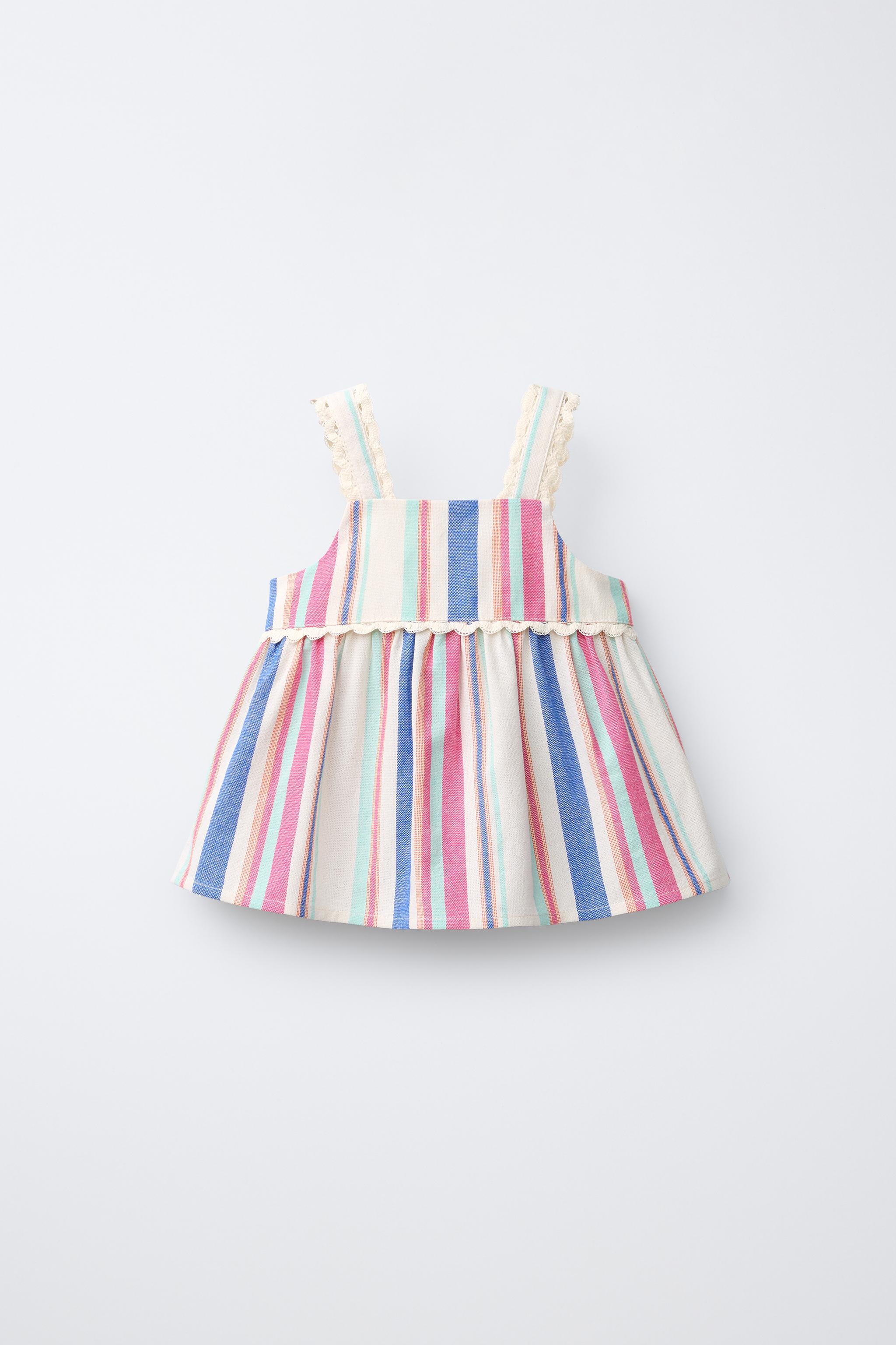 Детские рубашки Zara STRIPED LACE TRIM TOP — фото 3