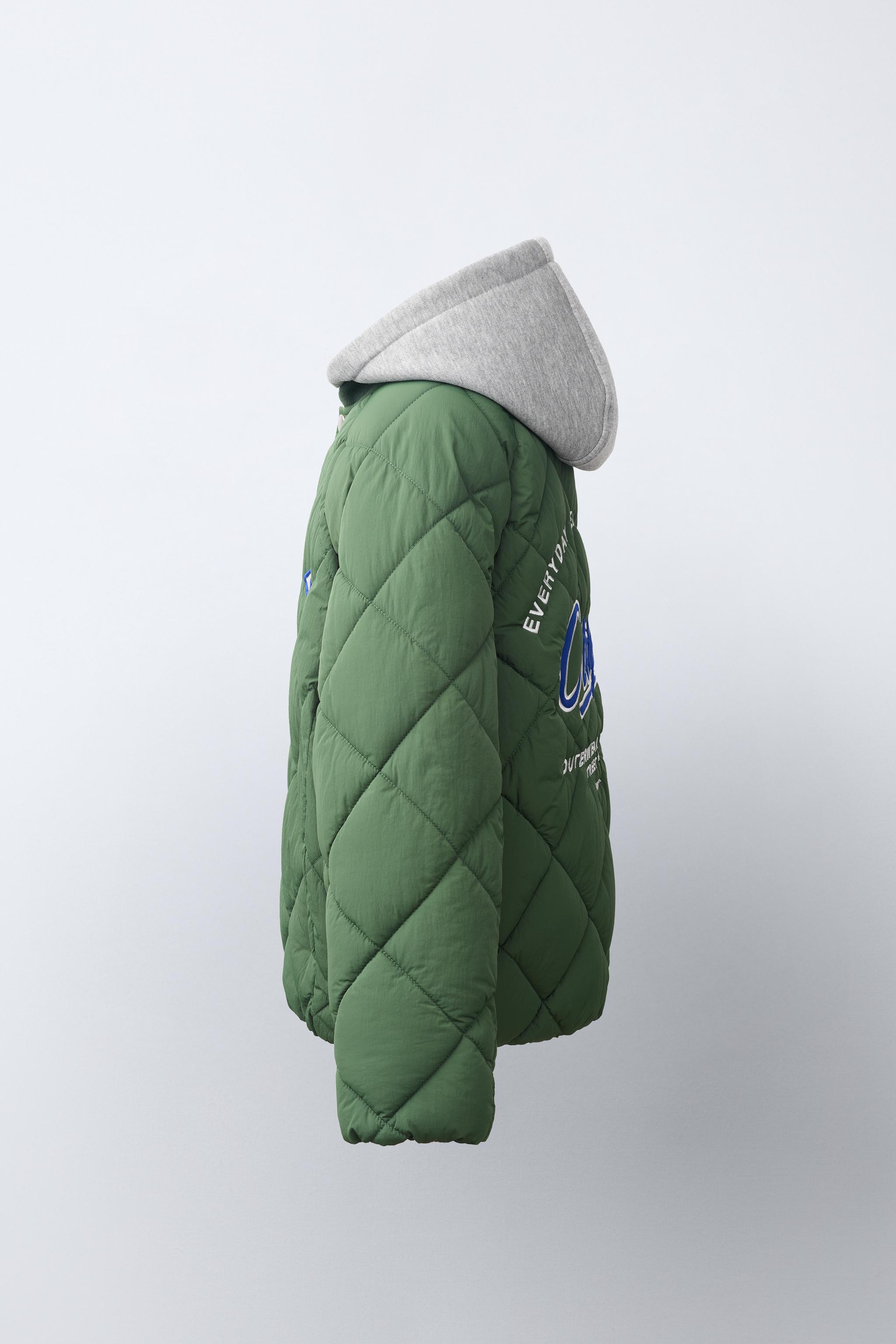 EMBROIDERED PUFFER JACKET WITH DETACHABLE HOODIE