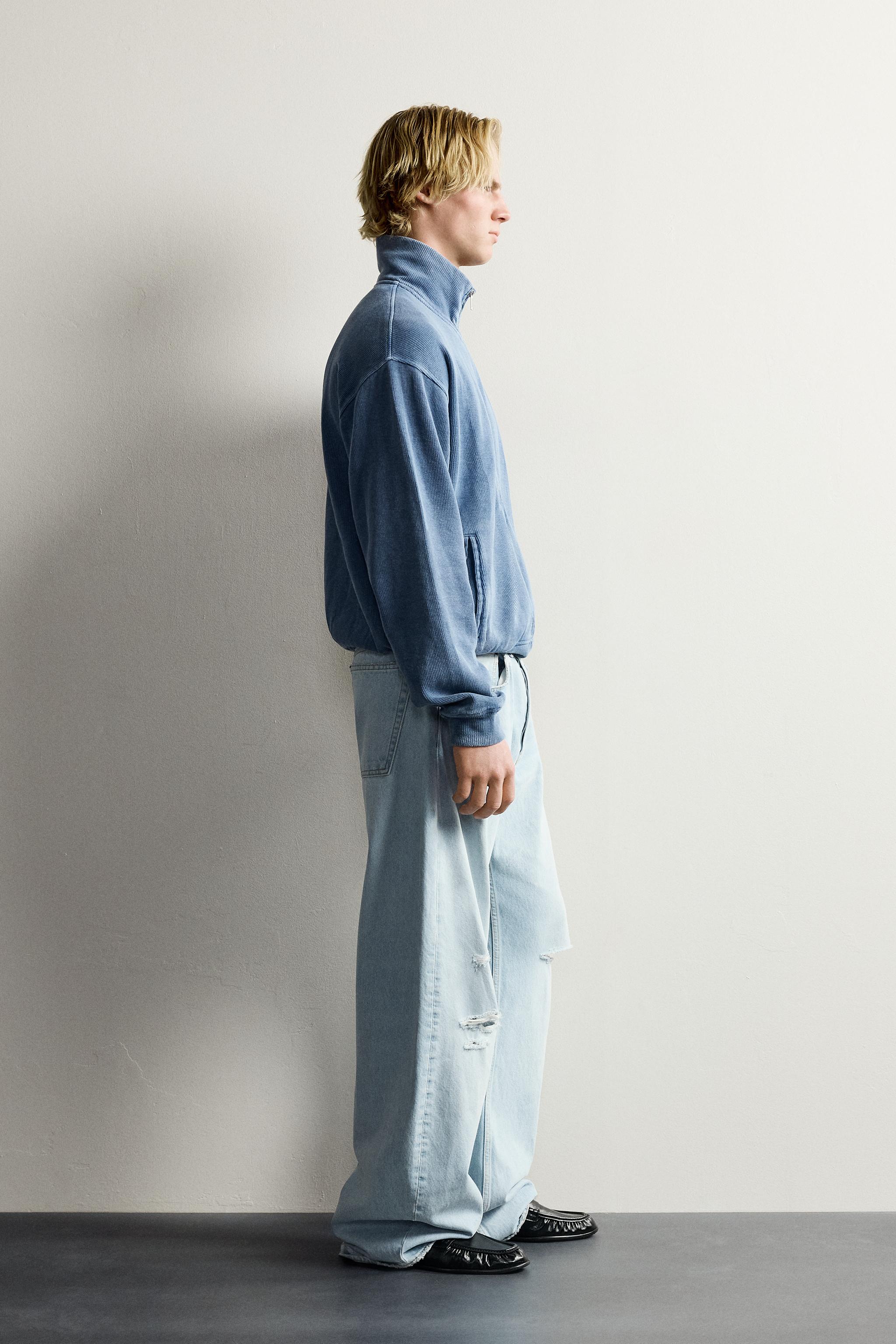 WASHED RIBBED ZIP-UP JACKET