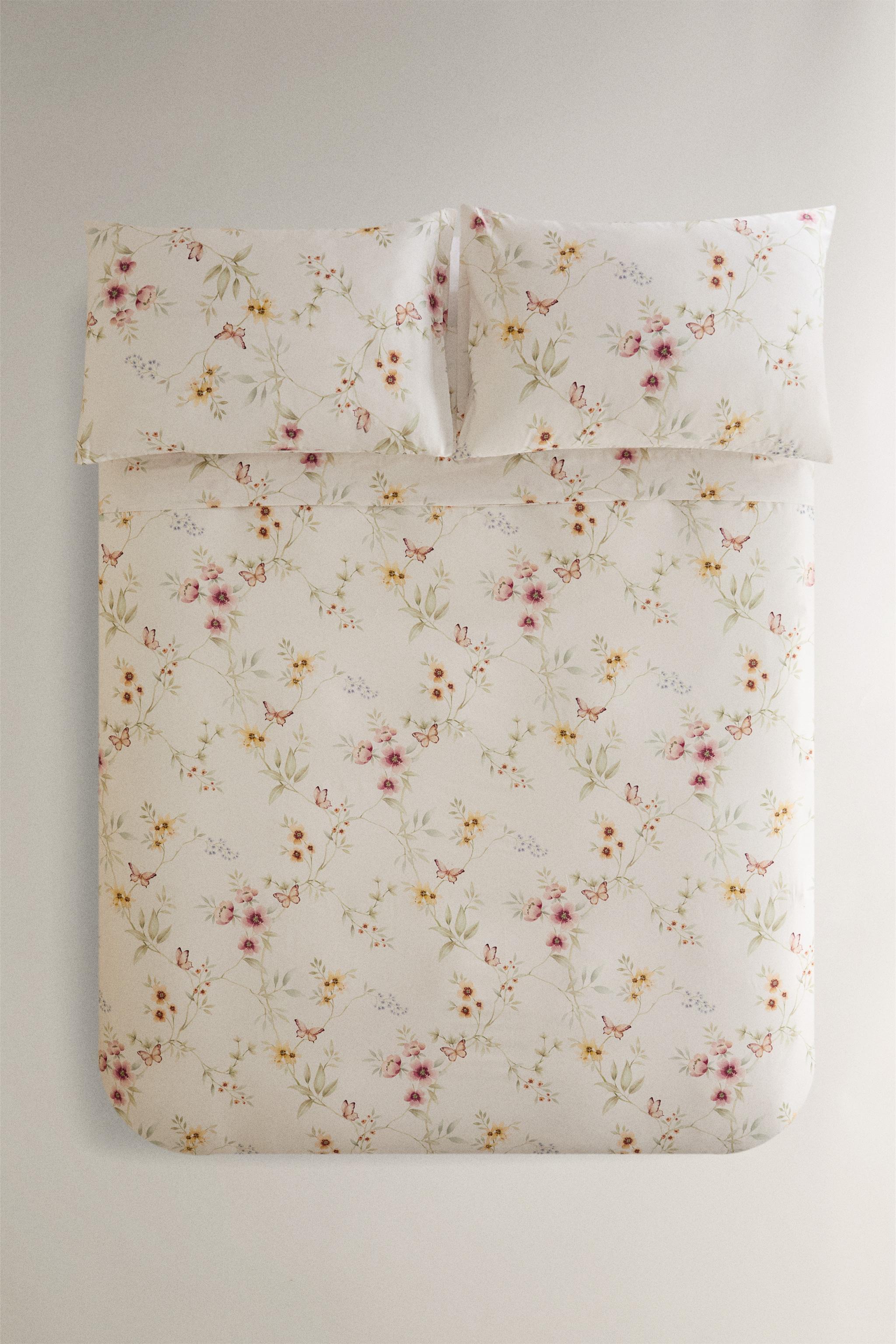 HOUSSE DE COUETTE SATIN IMPRIMÉ FLEUR