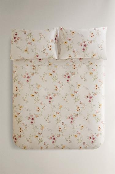 FLORAL PRINT SATEEN DUVET COVER - Oyster-white by Zara - Image 0