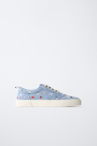 EMBROIDERED COTTON SNEAKERS - Lavender Blue by Zara - Image 0