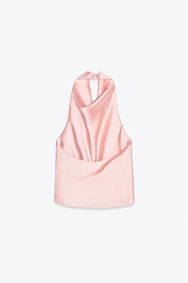 SATIN HALTER TOP - Pink by Zara - Image 4