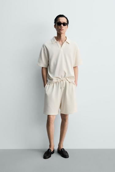 TEXTURED RELAXED FIT BERMUDA SHORTS - Oyster-white by Zara - Image 0