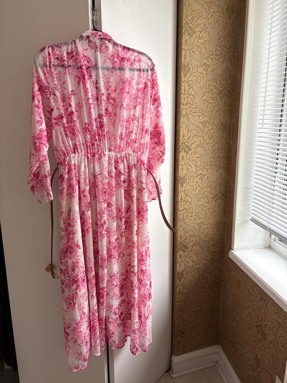 BELTED RUFFLED PRINTED DRESS - Image 3