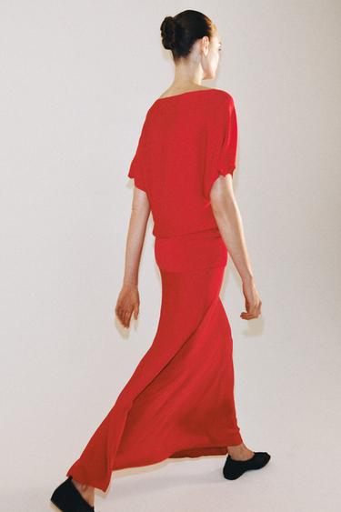 LONG KNIT SKIRT - Mid-red by Zara - Image 3
