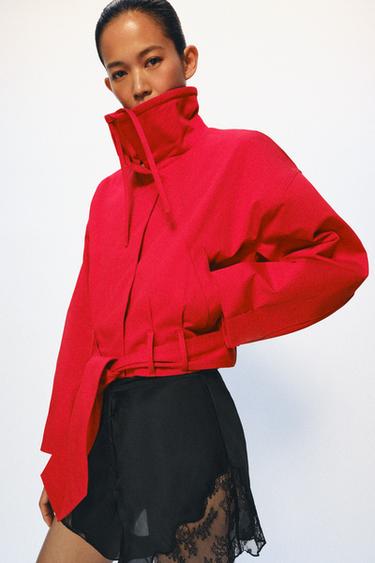 ZW COLLECTION BELTED JACKET - Bright red by Zara