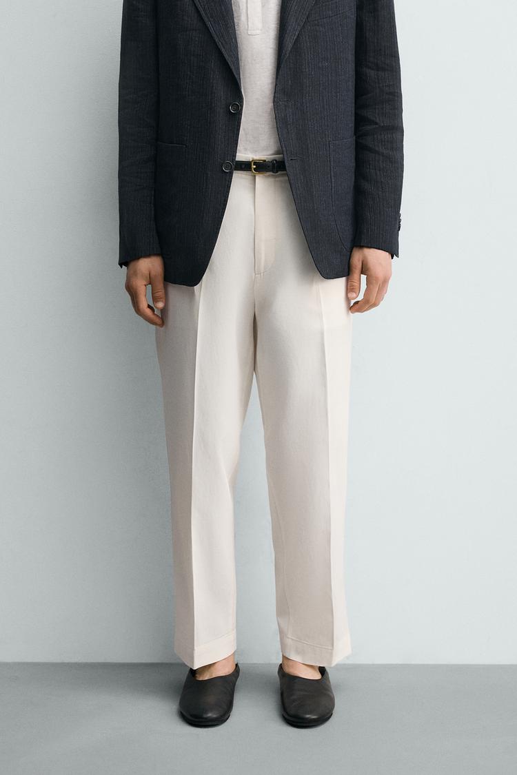 ZARA REGULAR FIT VISCOSE/COTTON TROUSERS