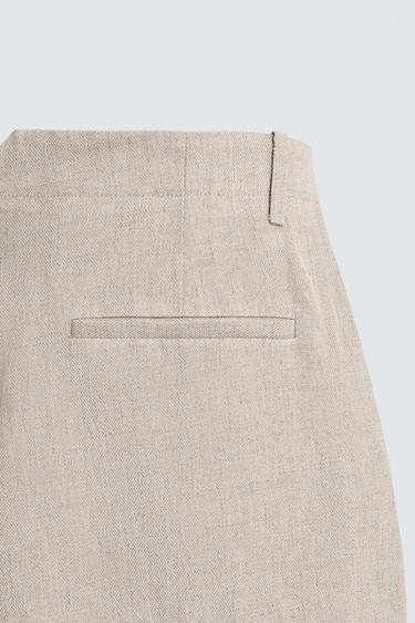 COTTON AND LINEN PLEATED TROUSERS - Sand by Zara - Image 7