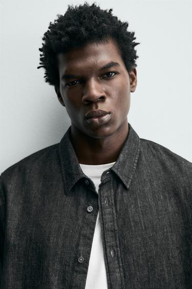 CAMISA RELAXED FIT DENIM - Negro de Zara